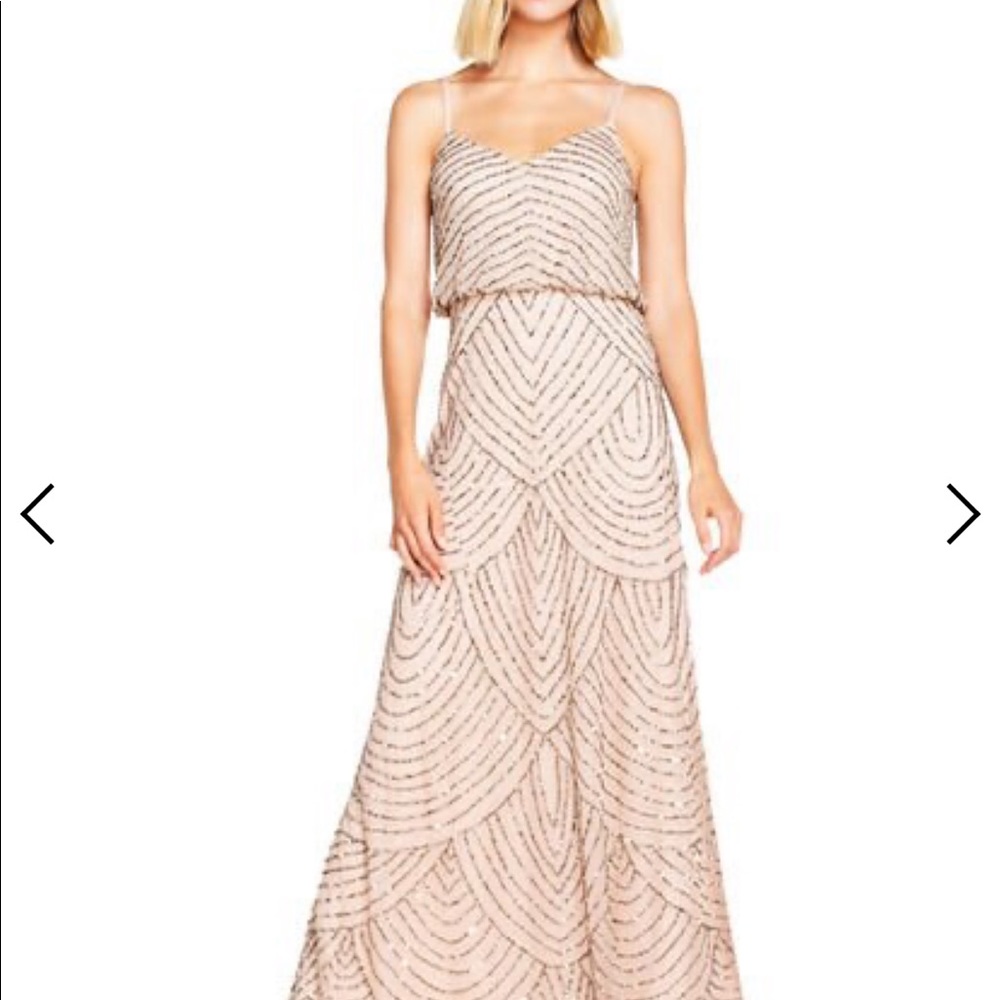 Adrianna Papell Art Deco Blouson Beaded Gown